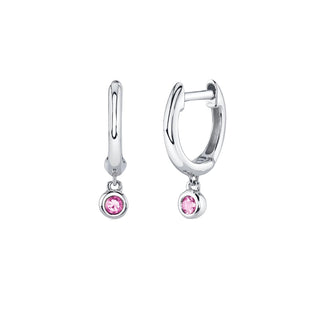 14KW HOOPS WITH PINK SAPPHIRE
