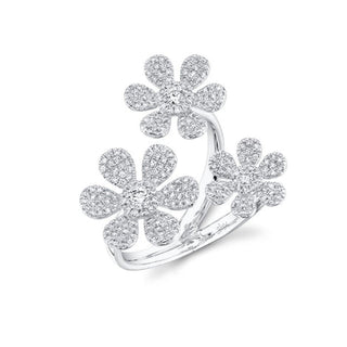 14KW GOLD 0.62CT 3-FLOWER PAVE