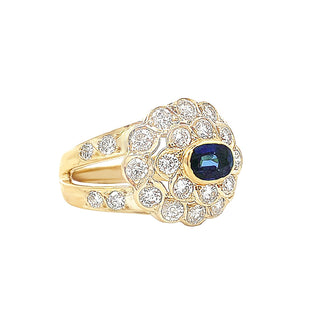 VINTAGE SAPPHIRE DOME HALO RING