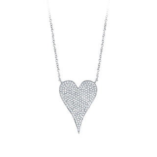 14KW LARGE PAVE HEART NECKLACE