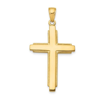 14KY SOLID POLISHED ETCHED CROSS