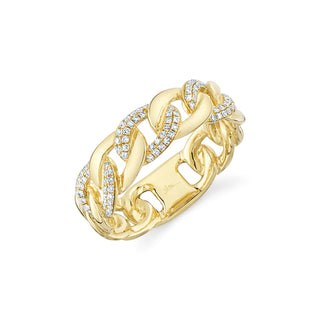 14KY PAVE CHAIN LINK RING