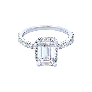 Emerald cut halo ring