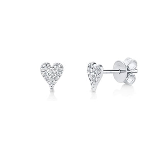 14KW TINY PAVE HEART STUDS