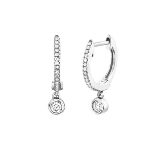 14KW DIAMOND HOOPS WITH DIAMOND DROP