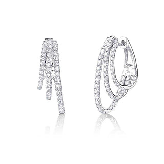 Diamond triple hoops