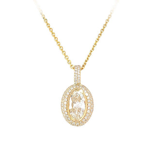18KY PAVE OVAL DIAMOND PENDANT