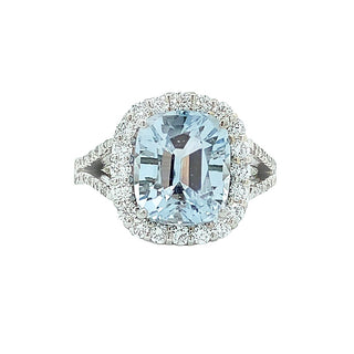 Cushion Aqua & Diamond Ring