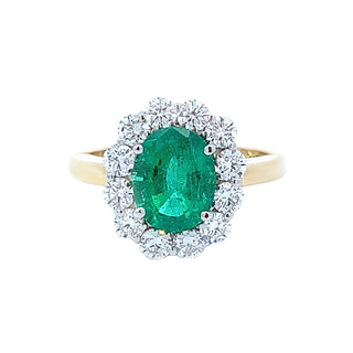 Fine emerald halo ring