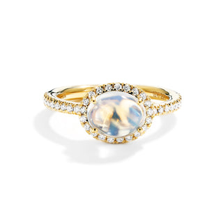 Moonstone halo ring