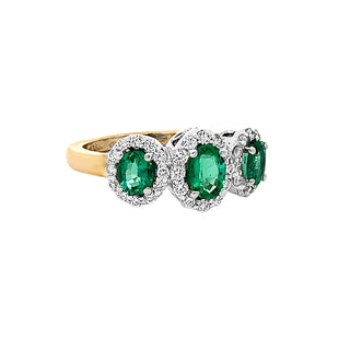 Emerald 3-Halo ring