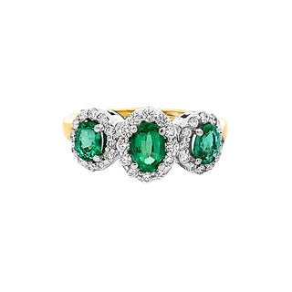 Emerald 3-Halo ring