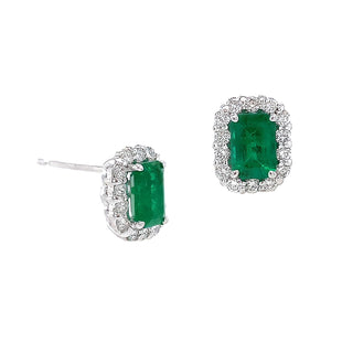 Emerald halo studs