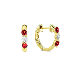 Ruby & diamond hoops