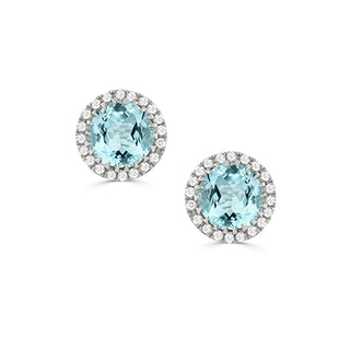 Blue topaz halo studs