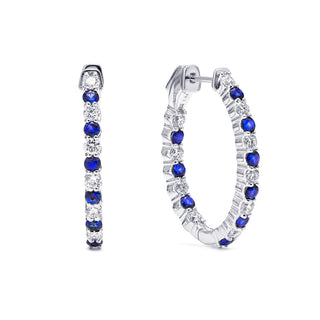 Oval sapphire hoops