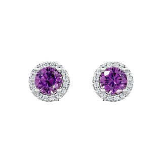 Amethyst halo studs