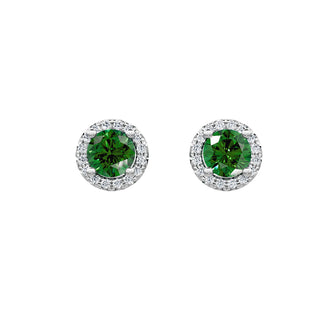 Emerald halo studs