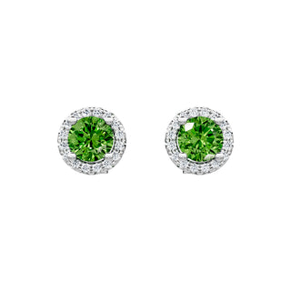 Peridot halo studs