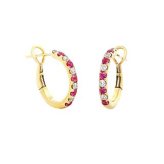 Pink sapphire hoops