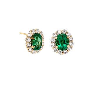Emerald halo studs
