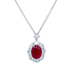 Fine ruby halo pendant
