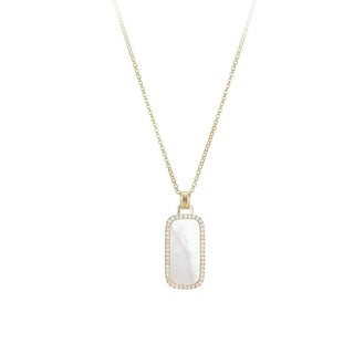 Goldtone pearl tag