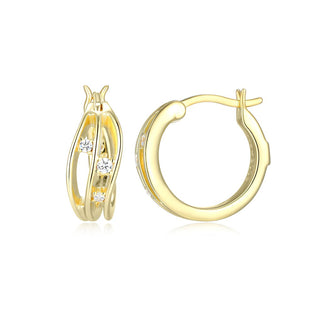 GOLD PLATED/SS SMALL WAVY CZ "