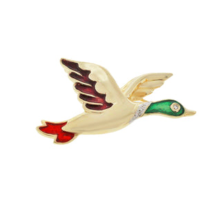 14KY GOLD VINTAGE ENAMEL DUCK