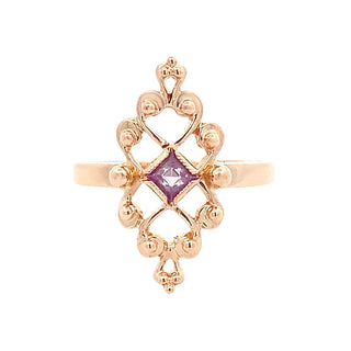 Pink filigree ring