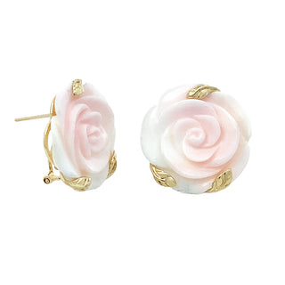 Coral rose earrings