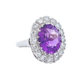 Amethyst halo ring