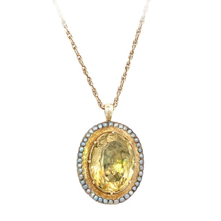 Citrine-pearl pendant