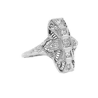 Oblong filigree ring