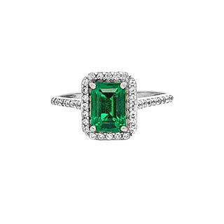 Emerald halo ring