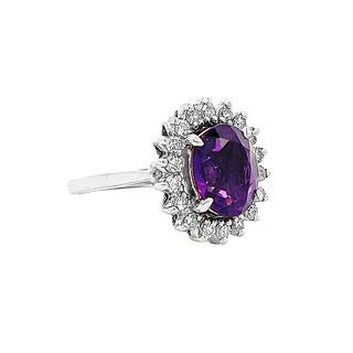 Amethyst halo ring