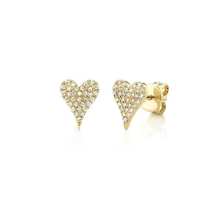 14KY SMALL PAVE HEART STUDS