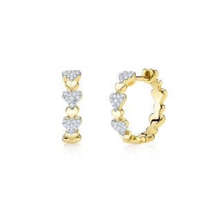 Pave heart hoops