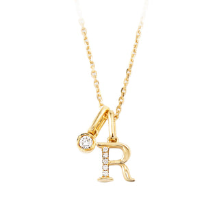 14KY DIAMOND "R" PENDANT