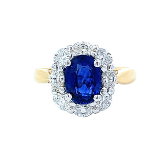 Fine sapphire halo ring