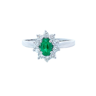Oval emerald halo ring