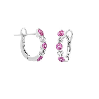 Pink sapphire hoops