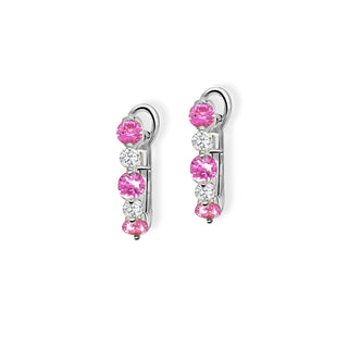 Pink sapphire hoops