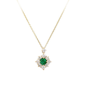 Emerald halo pendant