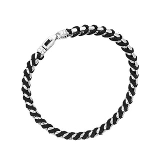 Silver & leather bracelet