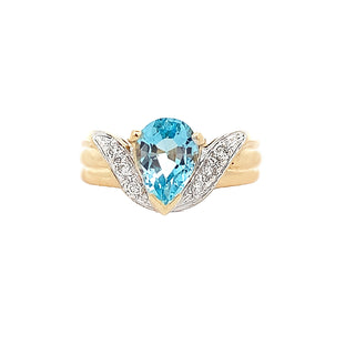 Blue topaz "V" ring
