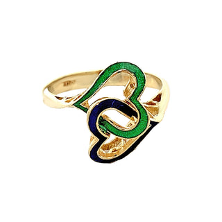 Enamel hearts ring
