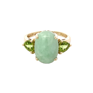 Jade-peridot ring