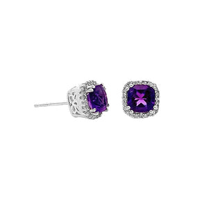 Amethyst halo studs