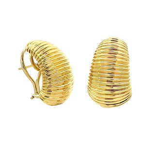18k ribbed hoops
